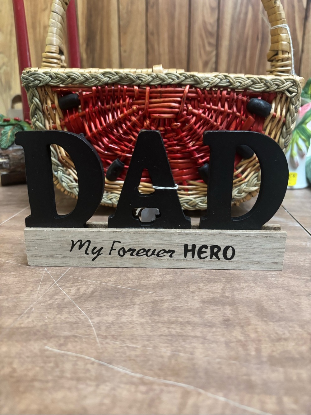 My Forever HERO DAD Tabletop Sign - Black and Natural